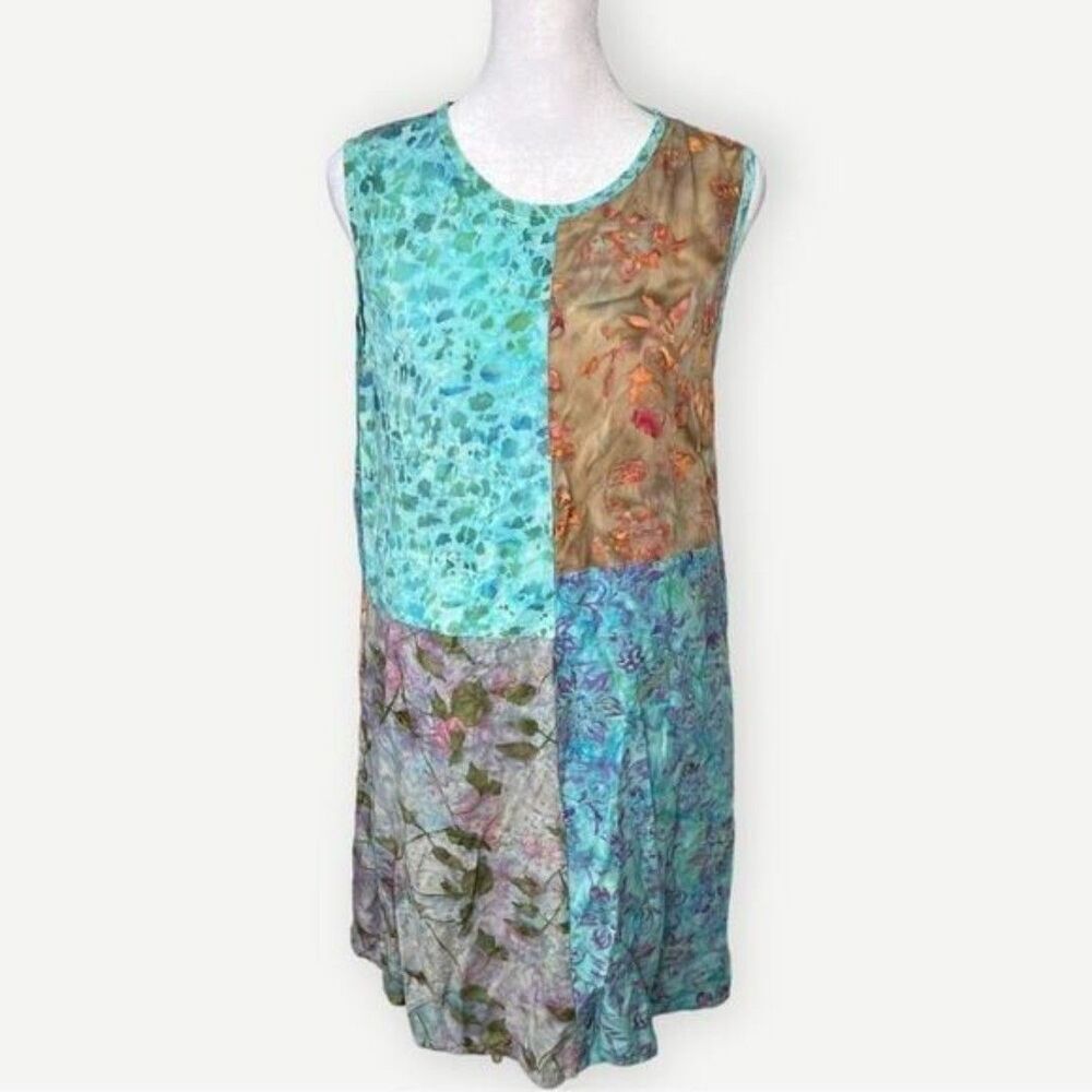 Go Fish Relaxed Fit Sleeveless Colorful Vintage Patchwork Tank Dress. Small.